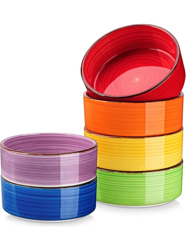 vancasso Bonita Soup Bowls Set - 16 Oz Cereal Bowl of 6, 5 Inch Ceramic Bowls for Kitchen, Dishwasher and Microwave Safe, Multicolor