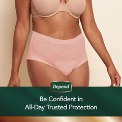 Depend Silhouette Adult Incontinence & Postpartum Bladder Leak Underwear for Women, Maximum Absorbency, Large, Pink, 12 Count, Packaging May Vary