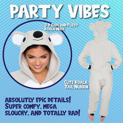 Slim Fit Adult One Piece Cosplay Koala Costume by Silver Lilly (Grey / White, Medium Unisex)