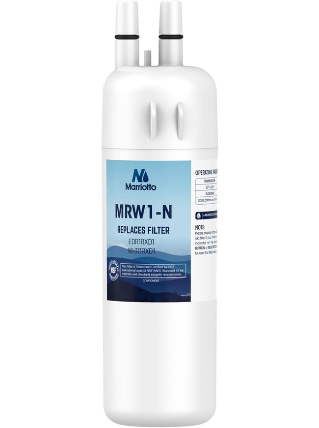 MARRIOTTO EDR1RXD1 Refrigerator Water Filter Compatible with Whirlpool W10295370A, WHR1RXD1, KAD1RXD1, Filter 1, W10295370, P4RFWB, P8RFWB2L, 46-9930, 46-9081 Refrigerator Water Filter, Pack of 1