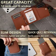 AIUWO Men's Trifold Pattern Leather Wallet 