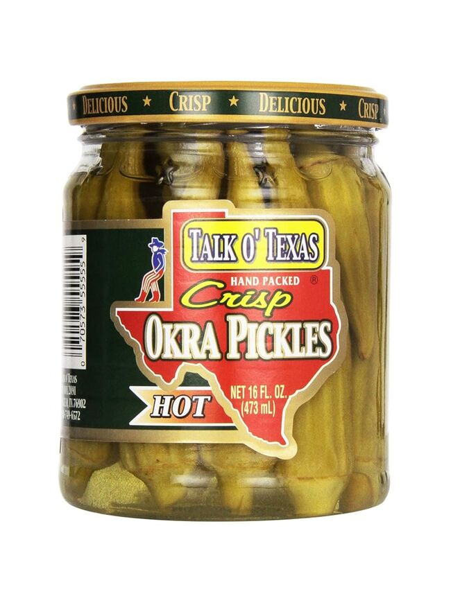 Talk O' Texas Okra Pickles, Hot, 16 oz