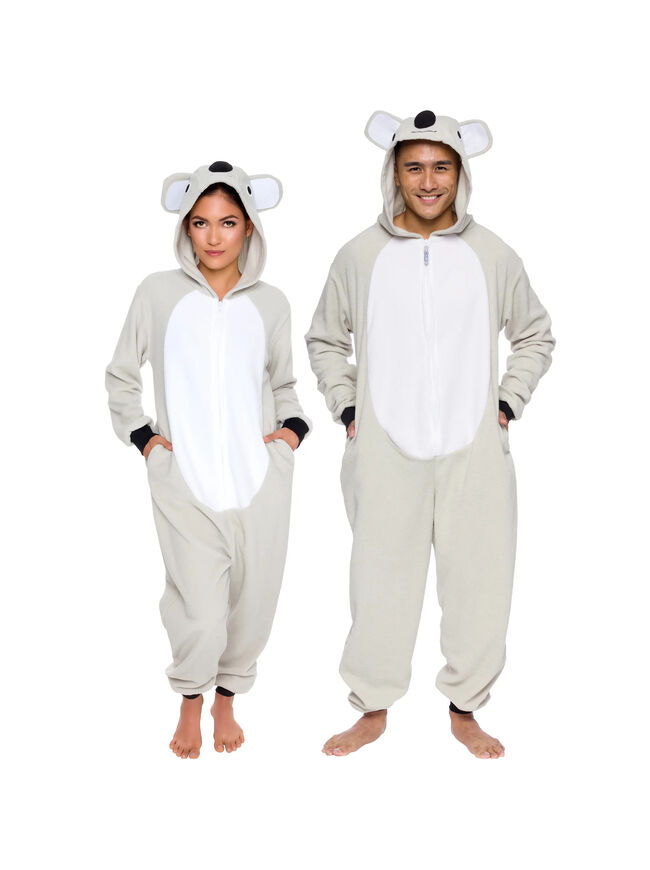 Slim Fit Adult One Piece Cosplay Koala Costume by Silver Lilly (Grey / White, Medium Unisex)