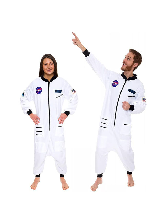 Silver Lilly One Piece Astronaut Pajamas - Adult Space Jumpsuit Cosplay Costume, Medium Size