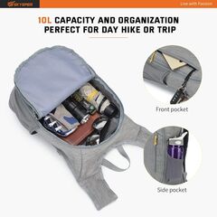 SKYSPER Small Daypack 10L Hiking Backpack Packable Lightweight Travel Day Pack for Women Men ( Grey)