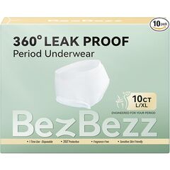 Disposable Period Underwear for Women Plus Size L/XL, 360° Leak Proof Period Panties for Heavy Flow, Overnight Postpartum and Incontinence Pads, Odor Control, Breathable, Unscented, 10 Count