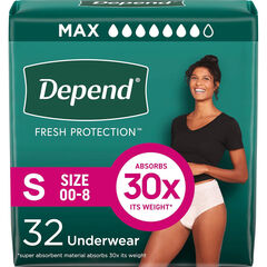 Depend Fresh Protection Adult Incontinence Underwear for Women 32 Count, Small