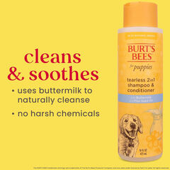 Burt's Bees for Pets Tearless Puppy 2-in-1 Shampoo and Conditioner with Buttermilk and Linseed Oil, 95% Natural Origin Formulas, Shampoo for Puppies - Gentle Puppy Shampoo Tear Free, 16 oz