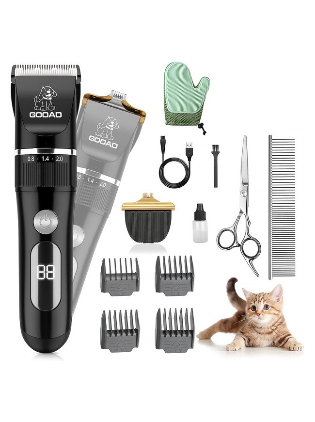 Cat Grooming Kit, Cat Clippers for Matted Hair, Cordless Cat Shaver for Long Hair, Low Noise Paw Trimmer, Cat Hair Trimmer for Grooming,Quiet Pet Hair Clippers Tools for Cats Dogs (Black)