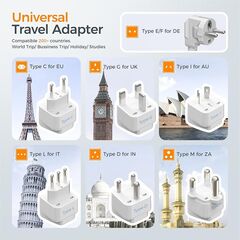 TESSAN 220V to 110V Voltage Converter for Travel with 4 USB Ports (1 USB C), 3 AC Outlet and EU UK AU IT in ZA International Power Adapter, Step Down Transformer Outlet Converters White