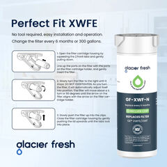 GLACIER FRESH Water Filter Compatible with XWFE (Built-in CHIP), Replacement for GE XWFE, XWF Refrigerator Water Filter NSF/ANSI 42 Certification Choose Pack Size