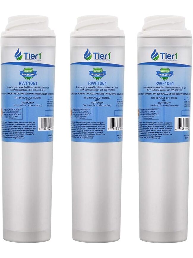 Tier1 GSWF Refrigerator Water Filter 3-pk | Replacement for GE GSWFDS, SmartWater 238C2334P001, Kenmore 46-9914, 469914, 9914, EFF-6023A, AP3418061, Fridge Filter