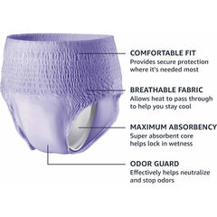 Amazon Basics Incontinence Underwear for Women, Protective, Disposable, Postpartum, Maximum Absorbency, Small, Lavender, 24 Count