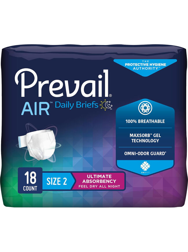 Prevail Breezers 360 Incontinence Briefs, Ultimate Absorbency, Size Two, 4 pack of 18 , 72 Count