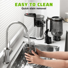 Cold Press Juicer, 5.4" Wide Feed Chute Juicers with 350w Power Motor, Slow Masticating Juicer Machine with High Juice Yield for Whole Vegetables & Fruits, Easy to Clean, Classic Silver