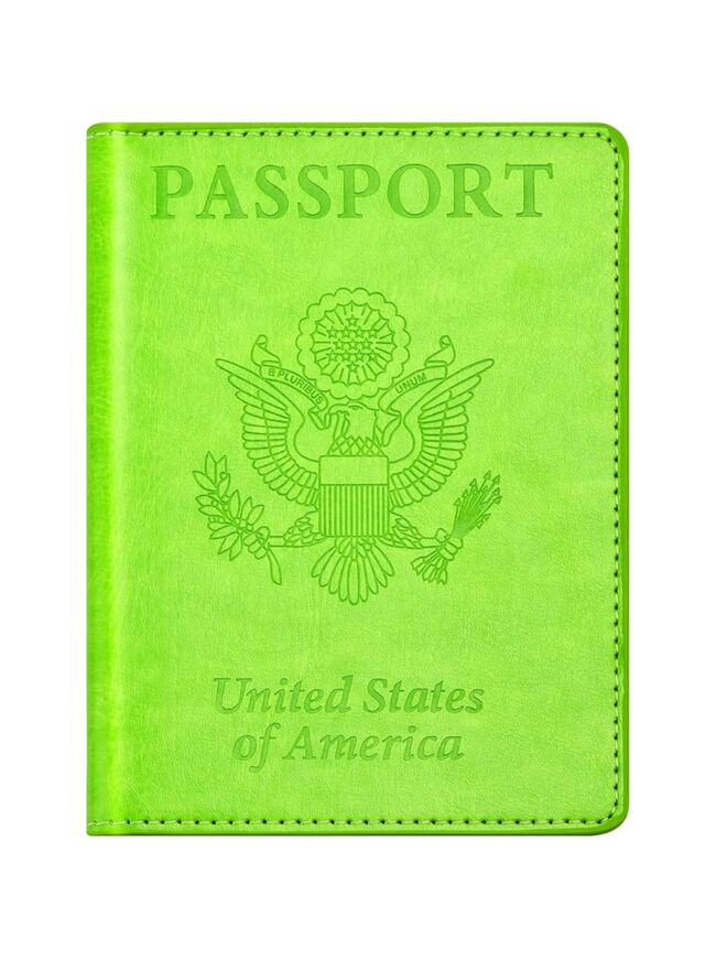 Eoehro BB-green Passport and Vaccine Card Holder Combo with Vaccine Card Slot, Wallet, Cover for Women and Men