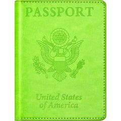Eoehro BB-green Passport and Vaccine Card Holder Combo with Vaccine Card Slot, Wallet, Cover for Women and Men