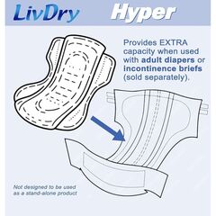 LivDry High Absorbency Pad Insert for Incontinence Briefs and Adult Diapers, Women and Men, Hyper 1600 (30 Count)