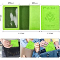 Eoehro BB-green Passport and Vaccine Card Holder Combo with Vaccine Card Slot, Wallet, Cover for Women and Men