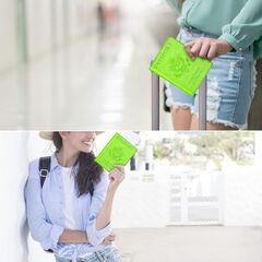 Eoehro BB-green Passport and Vaccine Card Holder Combo with Vaccine Card Slot, Wallet, Cover for Women and Men