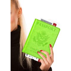 Eoehro BB-green Passport and Vaccine Card Holder Combo with Vaccine Card Slot, Wallet, Cover for Women and Men