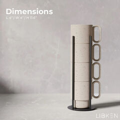 Stackable Coffee Mug Set with Black Stand - 4x10oz Ceramic Mugs with Unique Sprinkled Optics - Powder Coated Metal Rack - Dishwasher-Safe - Microwave & Oven - Scandinavian Minimal Design