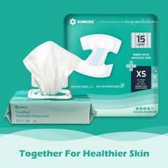 SUNKISS TrustPlus Adult Diapers with Maximum Absorbency, Unisex Disposable Incontinence Briefs with Tabs for Men and Women, Odor Control, XLarge, 60 Count (4 Packs of 15)
