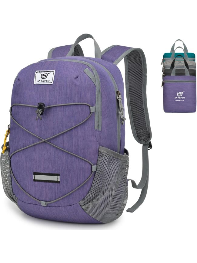 SKYSPER Small Hiking Backpack -12L Lightweight Packable Daypack for Travel Foldable Tear Resistant Backpacks for Women Men, Purple