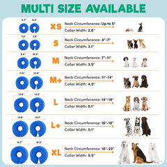 BENCMATE Protective Inflatable Collar for Dogs and Cats - Blue (Choose size)