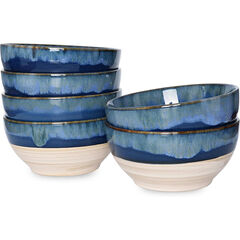 Bosmarlin 6-Pack 16oz Deep Blue Ceramic Dessert Bowls: Microwave/Dishwasher Safe