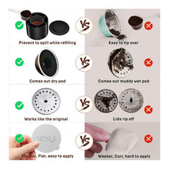 Nessus Vertuo Reusable Pods Kit, 50 Pcs [ALSeal EZ FIT] Aluminum Foil Seals for Nespresso Capsules Vertuoline, Holder and Brush, Fits for Refillable Vertuo Pods(Pods Not Included)
