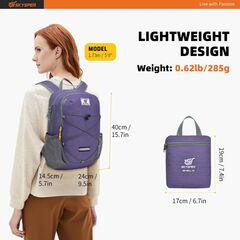 SKYSPER Small Hiking Backpack -12L Lightweight Packable Daypack for Travel Foldable Tear Resistant Backpacks for Women Men, Purple