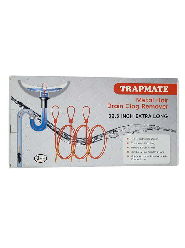 Trapmate Metal Hair Drain Clog Remover 32.3 inches (3 Pack)