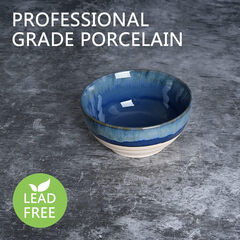 Bosmarlin 6-Pack 16oz Deep Blue Ceramic Dessert Bowls: Microwave/Dishwasher Safe