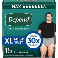 Depend Fresh Protection Incontinence Underwear for Men, Adult Diapers, XL, 15 Ct