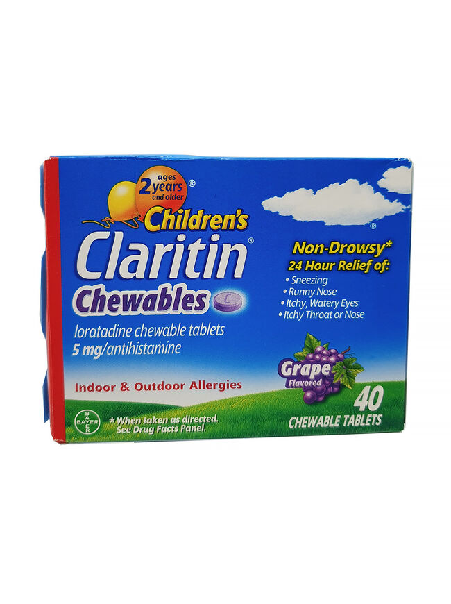 Children's Claritin 5 mg 24 Hour Non-Drowsy Grape Flavor 40 Tablets