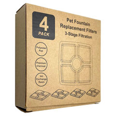 Pet Fountain Filter Set 4-Pack Triple Filtration System Cat/Dog
