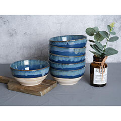 Bosmarlin 6-Pack 16oz Deep Blue Ceramic Dessert Bowls: Microwave/Dishwasher Safe