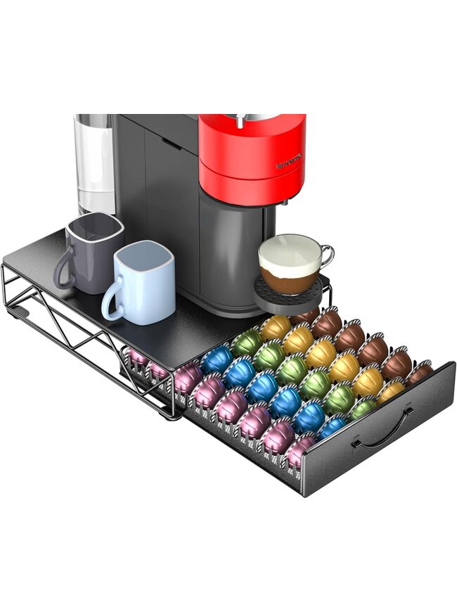 HFHOME Coffee Pod Holder Drawer Compatible with Nespresso - 40 Large or 60 Small