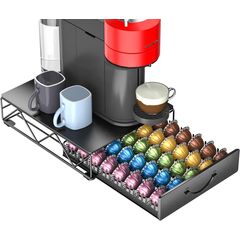 HFHOME Coffee Pod Holder Drawer Compatible with Nespresso - 40 Large or 60 Small