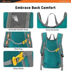 SKYSPER 15L Foldable Hiking Backpack Lightweight Packable Travel Daypack with Chest Strap Small Folding Pack for Walking