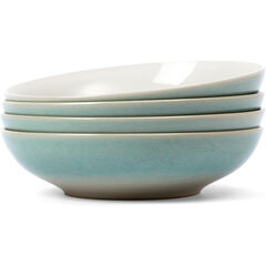 famiware 8.7" Large Pasta Bowls Set of 4, 34oz Stoneware Salad Bowl Serving Plate Bowls, Bowls for Pasta, Fruits, Salad, Noodle, Soup, Dinner- Microwave Dishwasher Safe, Glacier Series, Aqua