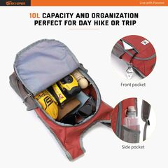 SKYSPER Small Daypack 10L Hiking Backpack Packable Lightweight Travel Day Pack for Women Men (Red)