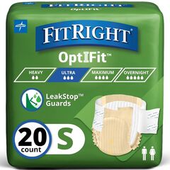 FitRight Ultra Absorbency Adult Diapers, FSA/HSA Eligible, 20 Count, Waist Size 20"-32", S, Incontinence Briefs for Men and Women, Disposable, Moisture Wicking, Leak Protection