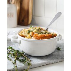 LE TAUCI Soup Bowls with Handles, Ceramic French Onion Soup Bowls 22 Ounces for Soup, Cereal, Chilli, Beef Stew, Stackable Serving Bowls Set, Oven Microwave Dishwasher Safe, Set of 4, White