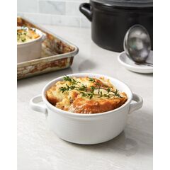 LE TAUCI Soup Bowls with Handles, Ceramic French Onion Soup Bowls 22 Ounces for Soup, Cereal, Chilli, Beef Stew, Stackable Serving Bowls Set, Oven Microwave Dishwasher Safe, Set of 4, White