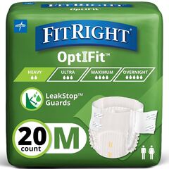 Extra+ OptiFit Heavy Absorbency Adult Diapers, FSA/HSA Eligible,20 Count, Waist Size 32"-44" ,M , Incontinence Briefs for Men and Women, Disposable, Moisture Wicking, Leak Protection