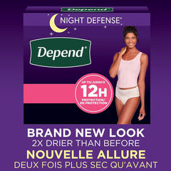 Depend Night Defense Adult Incontinence & Postpartum Bladder Leak Underwear for Women, Disposable, Overnight, Extra-Large, Blush, 12 Count, Packaging May Vary