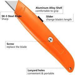 TIFICAL 2Pack Utility Knife Box Cutter Retractable Blade Heavy Duty (Orange)