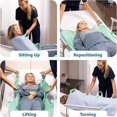 Improvia Positioning Bed Pad 34"x36" with 6 Reinforced Handles, Quick-Drying, Washable, Waterproof, Reusable, Mattress Protection, for Lifting, Turning, Transfer, Elderly and Incontinence Patients.